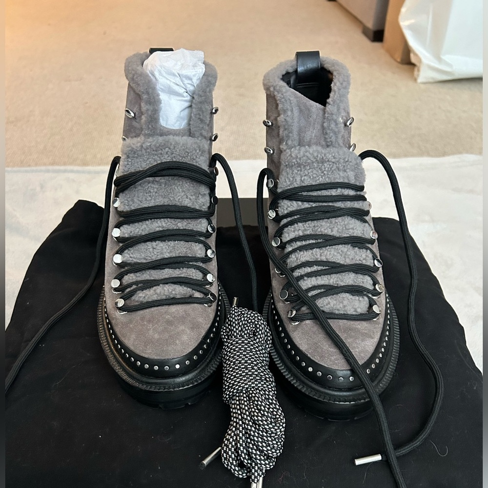 Brand New shearling suede Rag and Bone Designer Hiking Boots 38.5